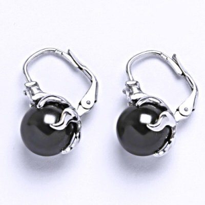 Naušnice stříbrné E1190 perla černá