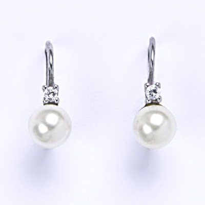 Náušnice stříbrné NK 1243 Swarovski white 6 mm