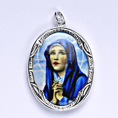 Stříbrný přívěšek Madonka, porcelánová Madonka - P 158 M-3