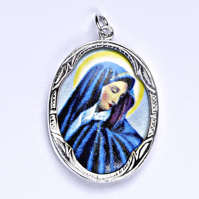 Stříbrný přívěšek Madonka, porcelánová Madonka - P 158 M-1