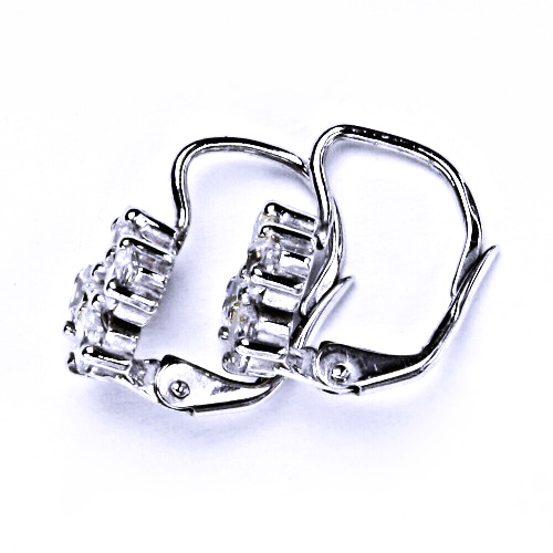 Stříbrné náušnice na patent ,bílé zirkony - VE 2 