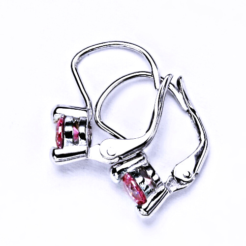 Stříbrné náušnice na patent (růžový zirkon)000041301562 VE 4 pink