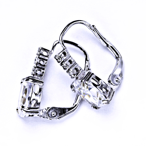 Stříbrné náušnice , čiré zirkony - VE 8 