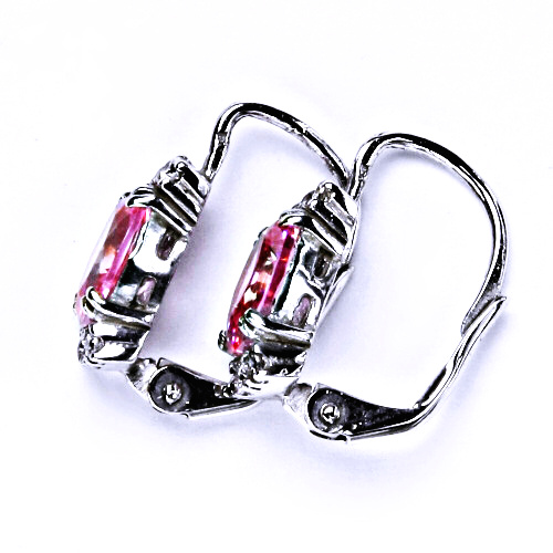 Stříbrné náušnice na patent (růžový zirkon)000232102522 VE 23 pink