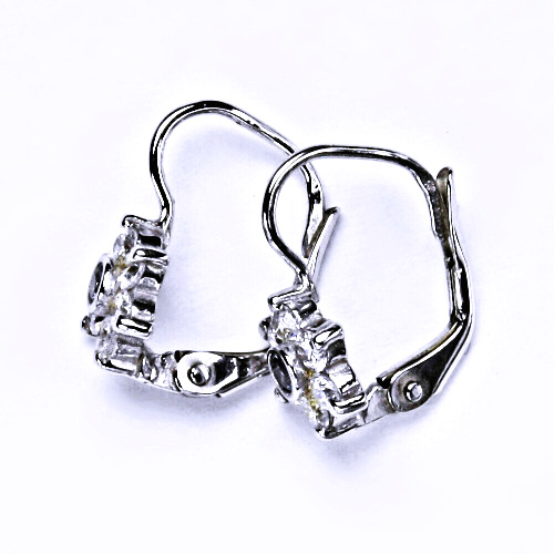 Stříbrné náušnice kytička , zirkony čiré a akvamarin - VE 58