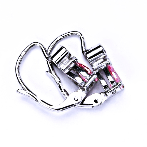 Stříbrné náušnice , čirý a pink zirkon - VE 144