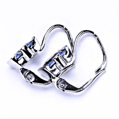 Zlaté náušnice, bílé i žluté zlato , zirkon akvamarin -  VE 182 