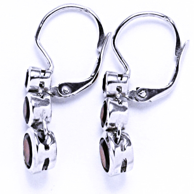 Zlaté naušnice visací , bílé i žluté zlato, přírodní granáty - VE 26