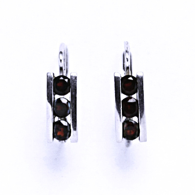 Zlaté naušnice , přírodní granáty 3,25 mm, bílé i žluté zlato - VE 12