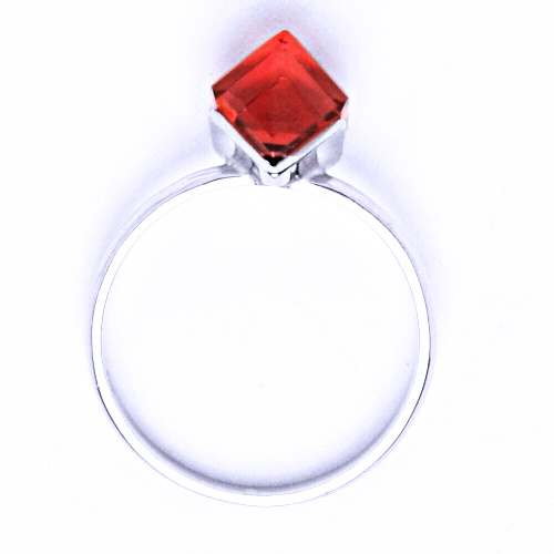 T 1230 stříbrný prsten s krystalem Swarovski (Paparadscha 6x6 mm)