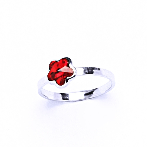 Stříbrný prsten s krystalem Swarovski (Light siam 6 mm)T 1297 