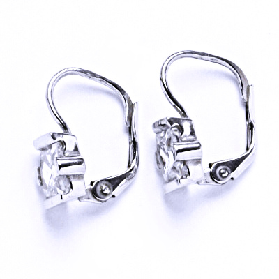 Stříbrné naušnice , čirý zirkon čtverec - VE 182 