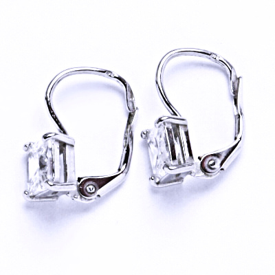 Stříbrné naušnice čtverec , čirý zirkon - VE 130