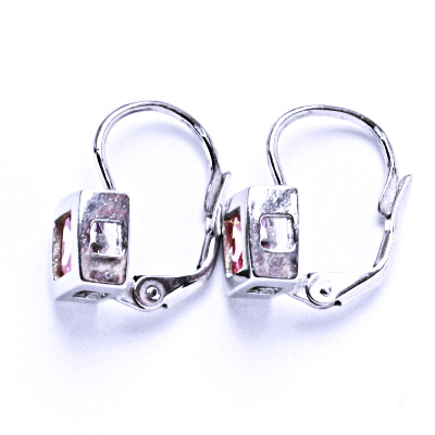 Stříbrné naušnice s růžovým zirkonem na patent VE 40 pink