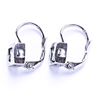 Zlaté naušnice čtverec , zirkon akvamarin, bílé i žluté zlato - VE 40 