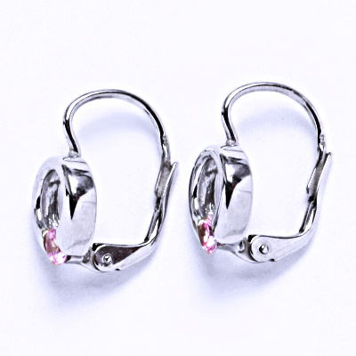 Zlaté naušnice pink zirkon, bílé i žluté zlato - VE 43 pink zirkon