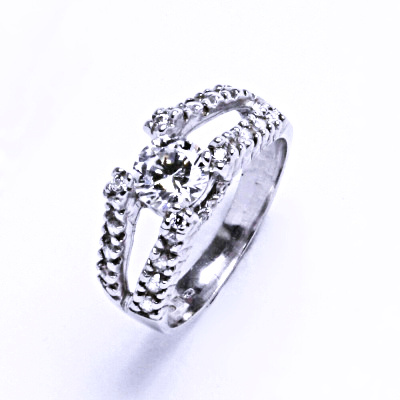 Prsten stříbrný se zirkony, VR 256