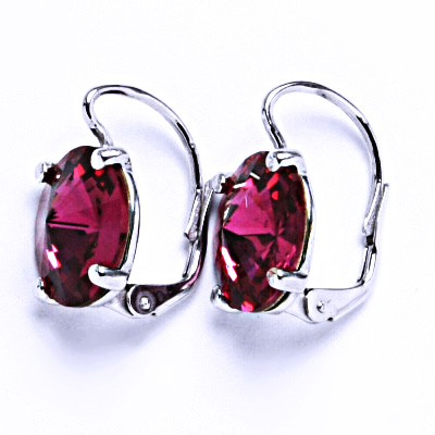 Stříbrné naušnice na patent s krystaly Swarovski Rivoli ( barva Fuchsia)NK 1188 