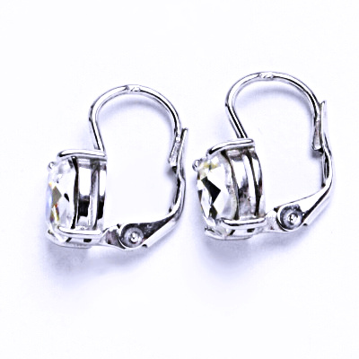 Stříbrné naušnice na klapku s krystalem Swarovski (čirý 8x6 mm)NK 1245 
