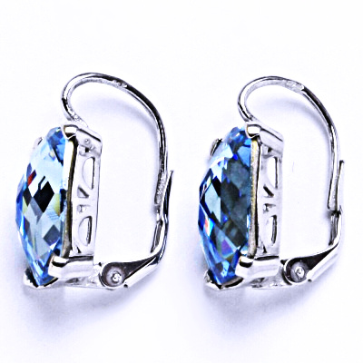 Stříbrné náušnice s krystalem Swarovski akvamarine, NK 1283 