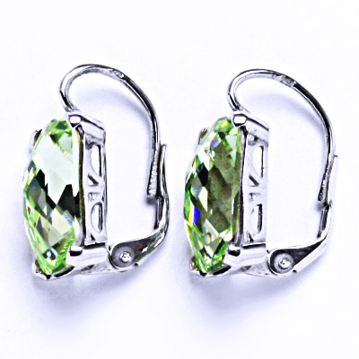 Stříbrné náušnice s krystaly Swarovski chryzolit, NK 1283 