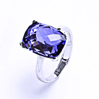 Stříbrný prsten s krystalem Swarovski Tanzanit, T 1283