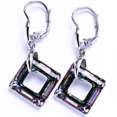 Stříbrné naušnice s krystaly Swarovski (barva Vitrail Light)NK 1313 