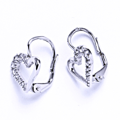 Stříbrné náušnice srdce se zirkony - NK 1322 