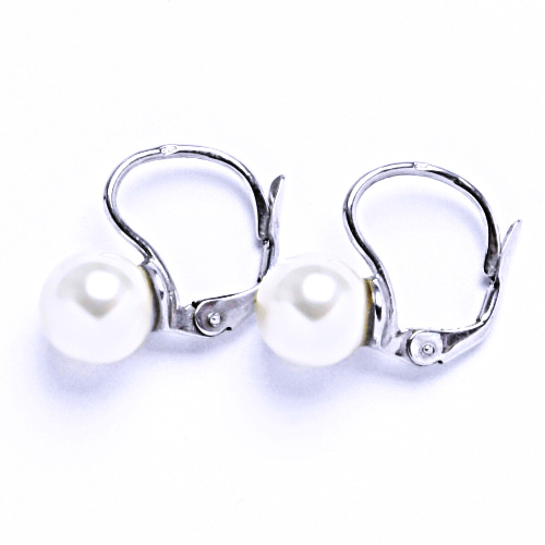 Swarovski perly 8 mm white naušnice patent stříbro, NK 1183