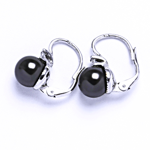 Swarovski perly 10 mm black naušnice patentové zapínání stříbro, NK 1190 