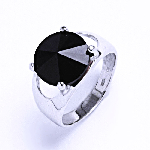 Stříbrný prsten s krystalem Swarovski Rivoli (barva Jet)T 1188 