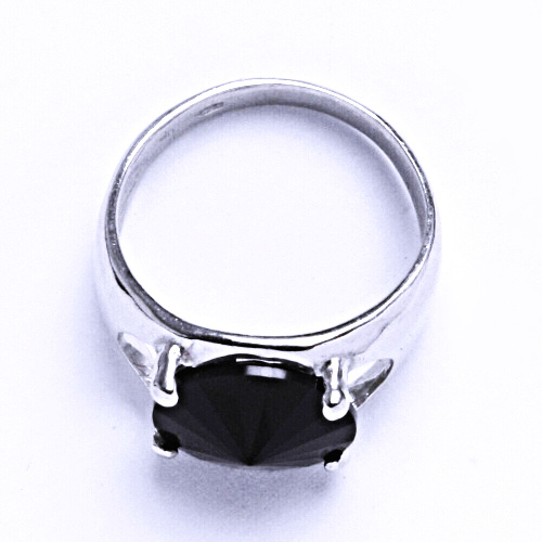 Stříbrný prsten s krystalem Swarovski Rivoli (barva Jet)T 1188 