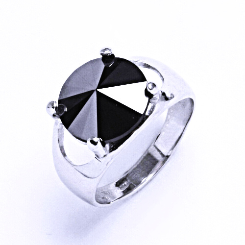 Stříbrný prsten s krystalem Swarovski Rivoli (barva Hematit)T 1188 