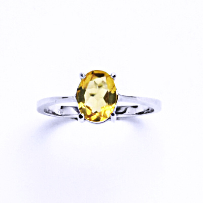 Stříbrný prsten , přírodní pálený Citrín 8x6 mm - T 1245