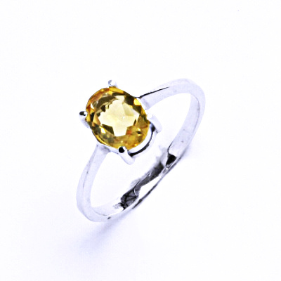 Stříbrný prsten , přírodní pálený Citrín 8x6 mm - T 1245