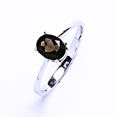 Zlatý prsten, přírodní záhněda, bílé i žluté zlato - T 1245 