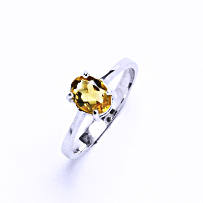Stříbrný prsten, přírodní citrín pálený, prstýnek ze stříbra, T 1246 