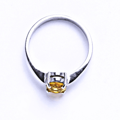 Zlatý prsten, přírodní citrín pálený, bílé i žluté zlato - T 1246 