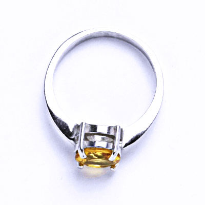 Zlatý prsten, přírodní citrín pálený , bílé i žluté zlato - T 1252 