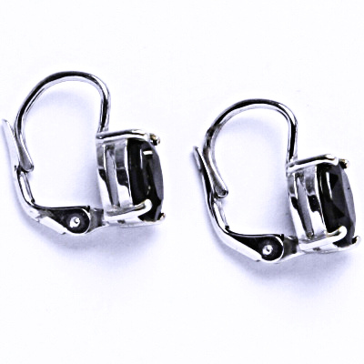 Zlaté naušnice, přírodní černý safír, bílé i žluté zlato -  NK 1245 