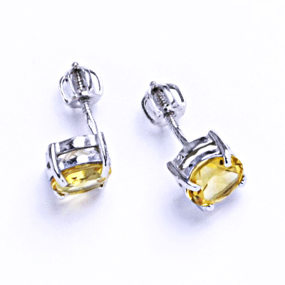 Zlaté náušnice, přírodní citrín pálený, bílé i žluté zlato - NŠ 1252