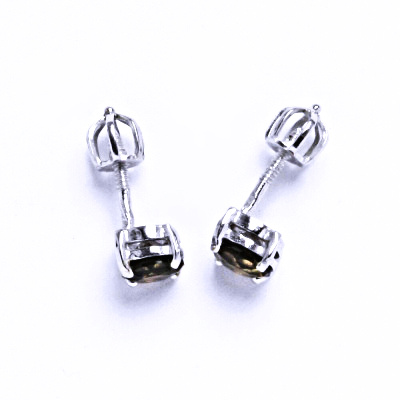 Stříbrné náušnice, přírodní záhněda - NŠ 1251 