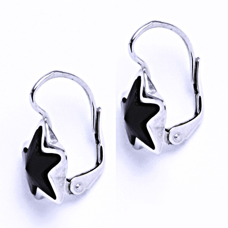 Stříbrné náušnice na patent s krystaly Swarovski (jet 10 mm)NK 1325 