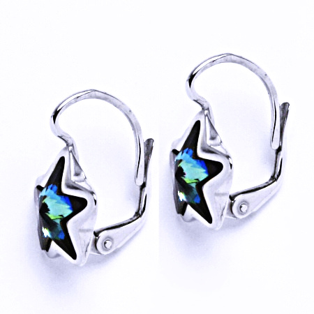 Stříbrné náušnice na patent s krystaly Swarovski (modrá 10 mm)NK 1325 