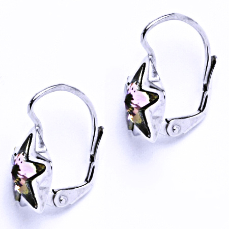Stříbrné náušnice na patent s krystaly Swarovski (vitrail light 10 mm)NK 1325 