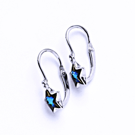 Dětské náušnice s krystalem Swarovski hvězda bermuda blue, NK 1326