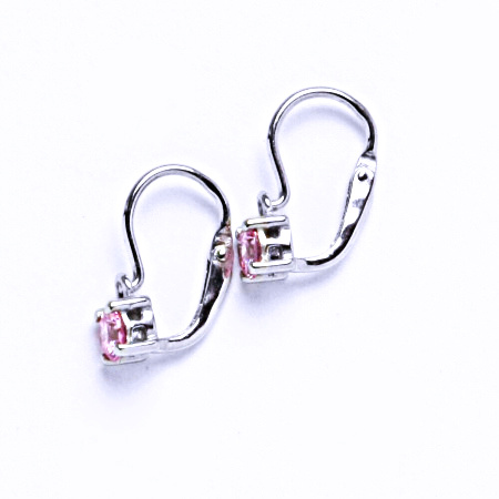 Dětské naušnice se zirkony stříbrné VE 21 pink zirkon
