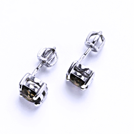 Zlaté náušnice, přírodní záhněda 6 mm, bílé i žluté zlato - NŠ 1250