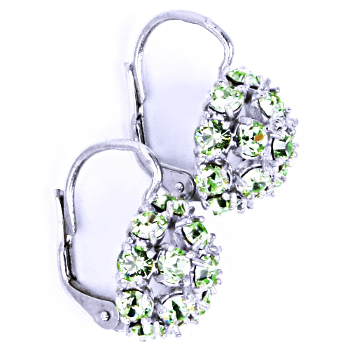 Náušnice stříbrné půlkoule s krystalem Swarovski Chryzolit
