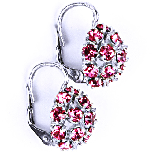 Náušnice stříbrné půlkoule s krystalem Swarovski Rose NK 1337